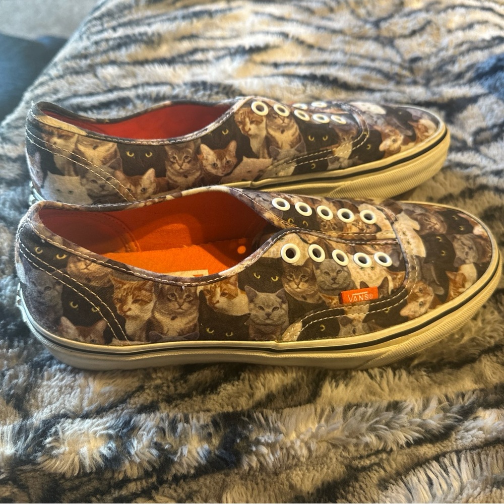 Vans Cat Print Sneakers with Orange Interior - Picture 6 of 16